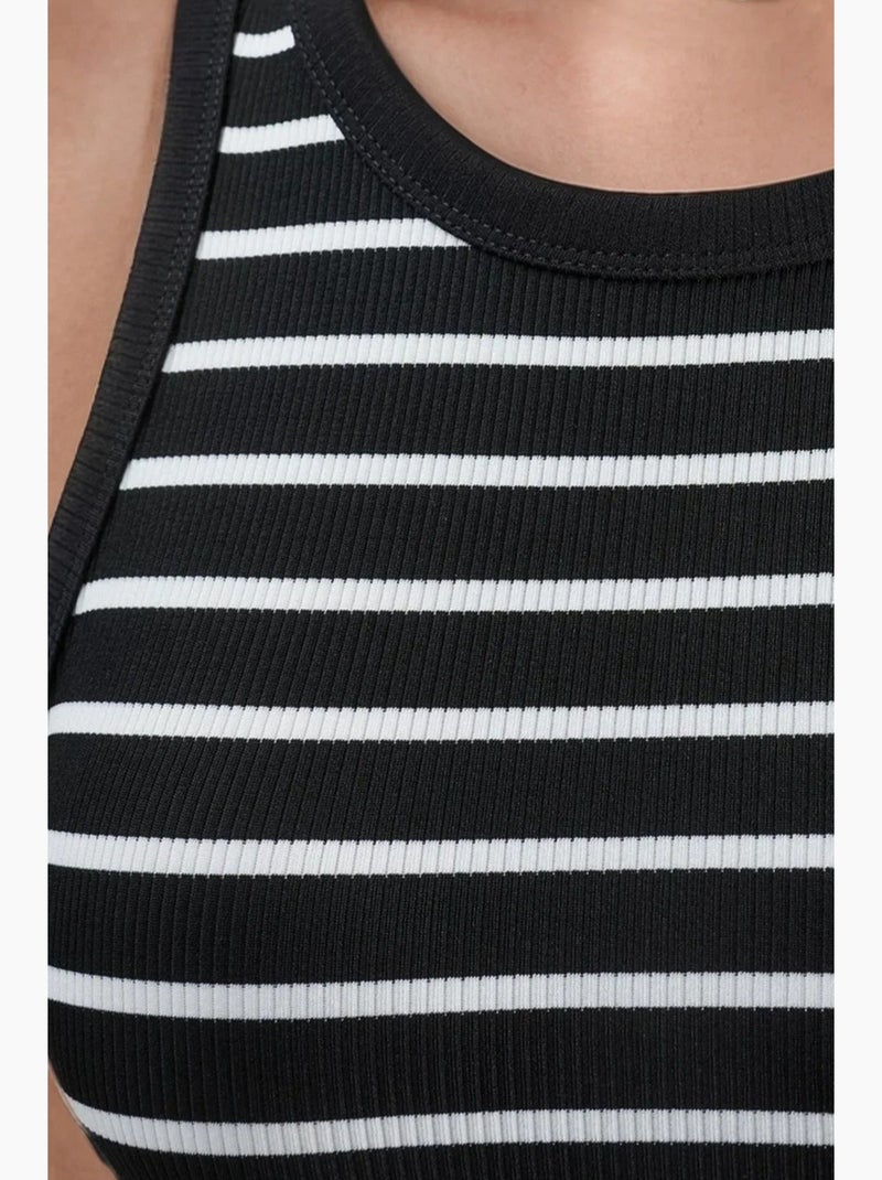 Robe moulante mini à col rond hiccup Noir Blanc - Kiabi
