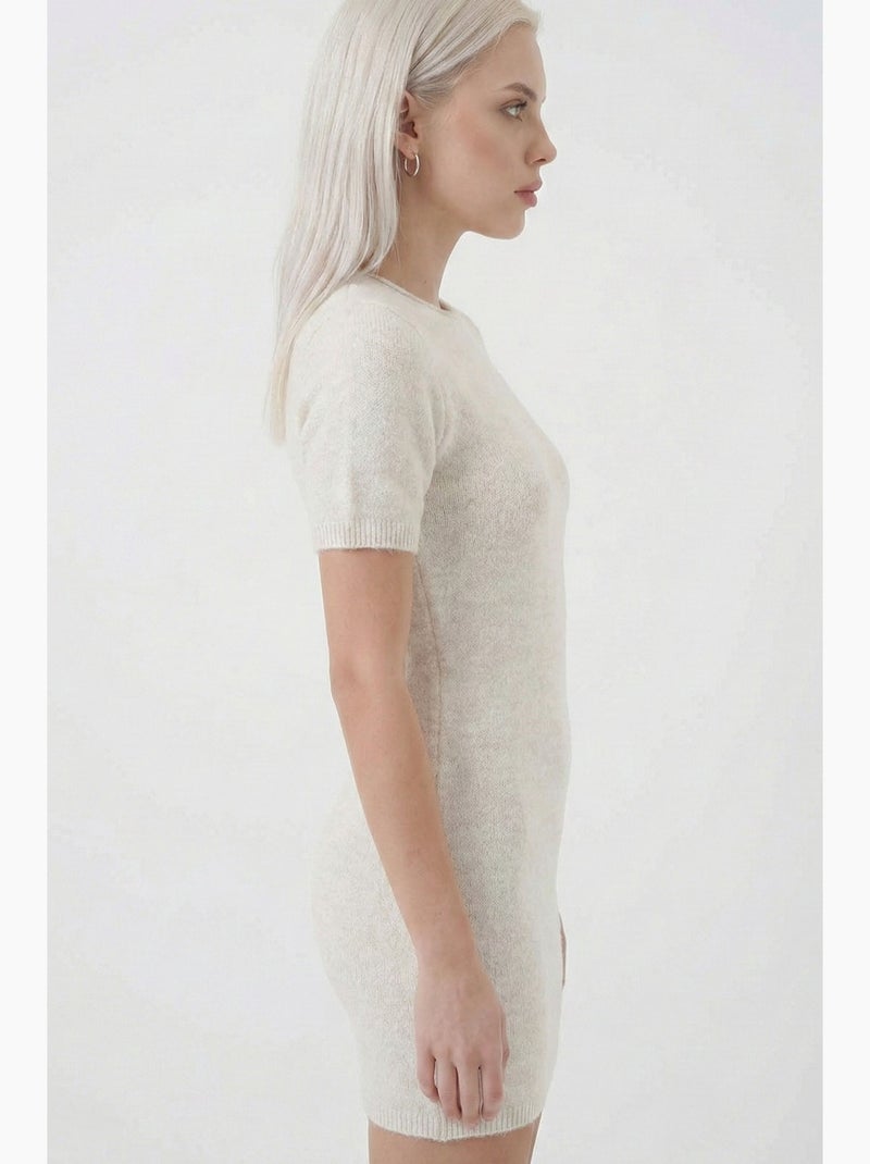 Robe moulante mini en maille côtelée texturée bdart Crème - Kiabi