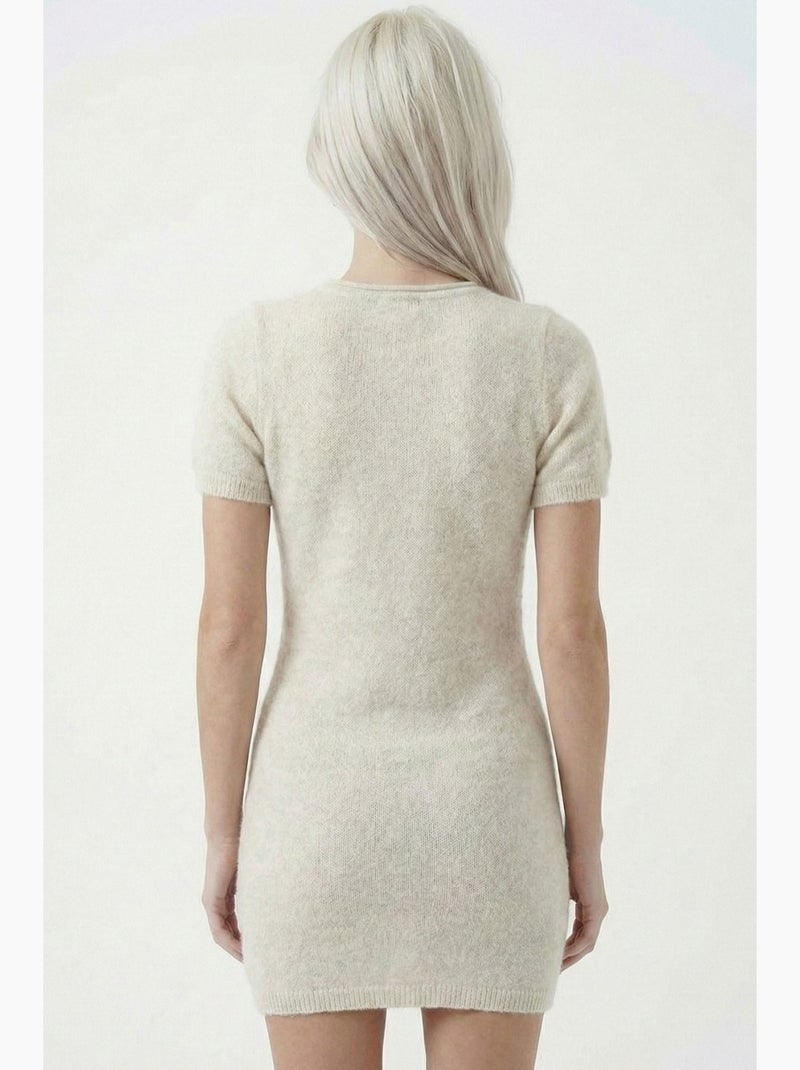 Robe moulante mini en maille côtelée texturée bdart Crème - Kiabi