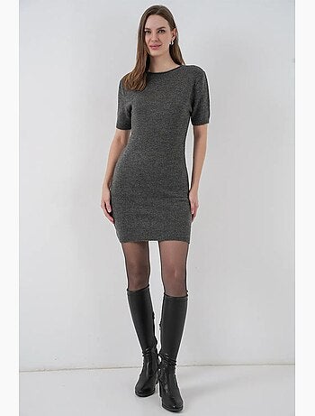 Robe moulante mini en maille côtelée texturée bdart