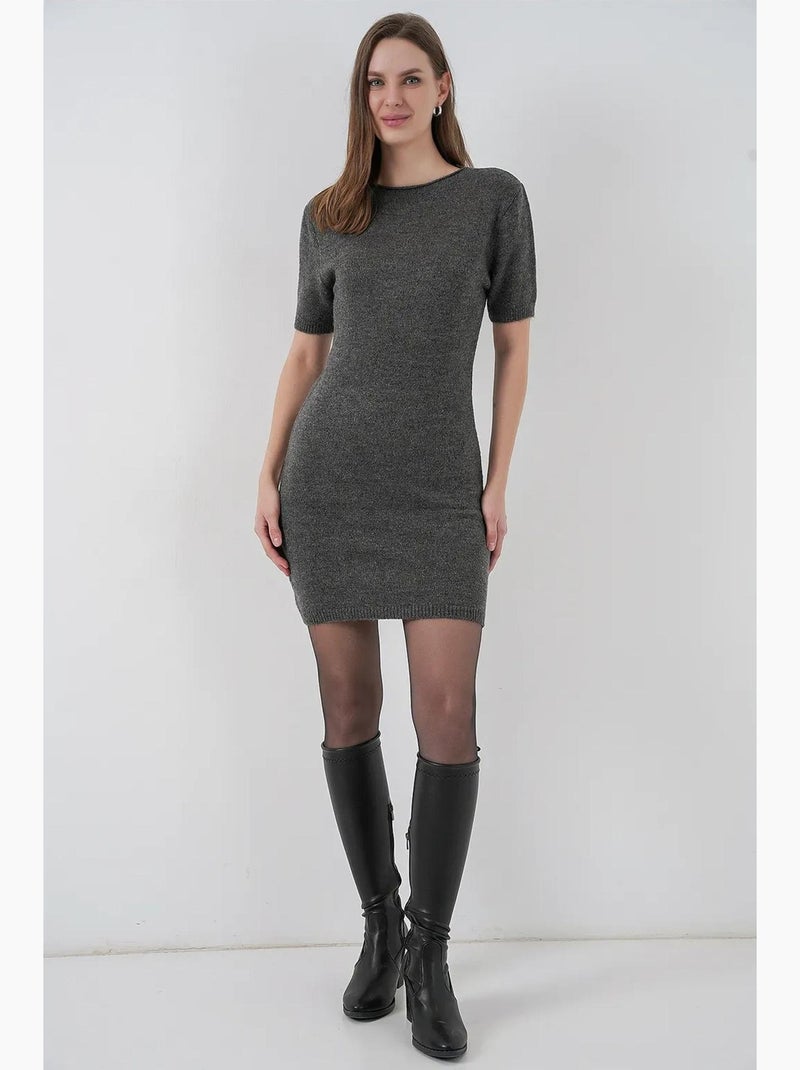 Robe moulante mini en maille côtelée texturée bdart Gris Noir - Kiabi