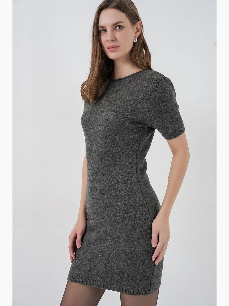 Robe moulante mini en maille côtelée texturée bdart Gris Noir - Kiabi
