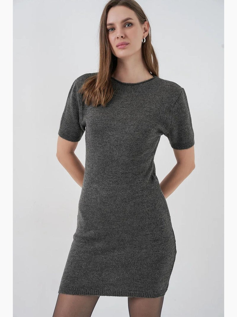 Robe moulante mini en maille côtelée texturée bdart Gris Noir - Kiabi