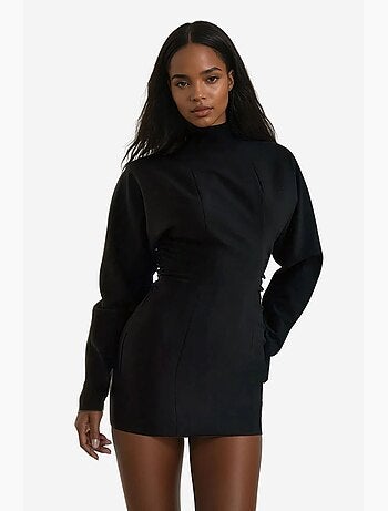 Robe moulante plissée à manches chauve-souris hiccup