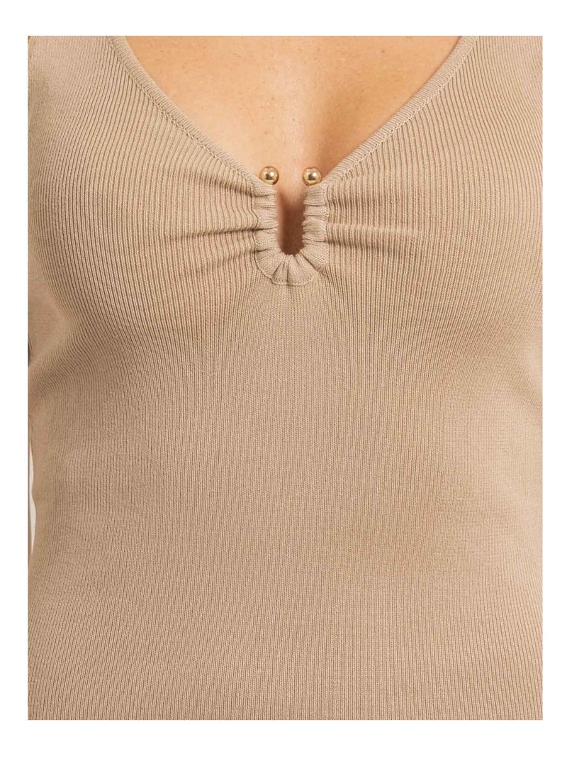 Robe moulante unie IKENIA Beige - Kiabi
