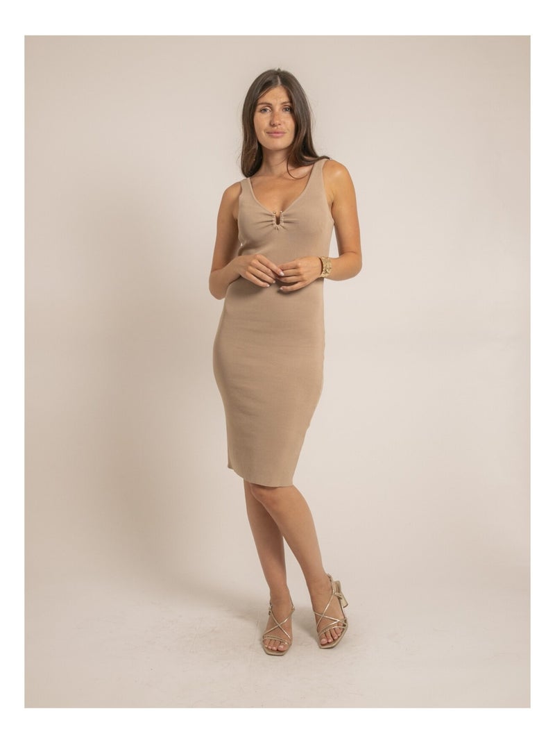 Robe moulante unie IKENIA Beige - Kiabi