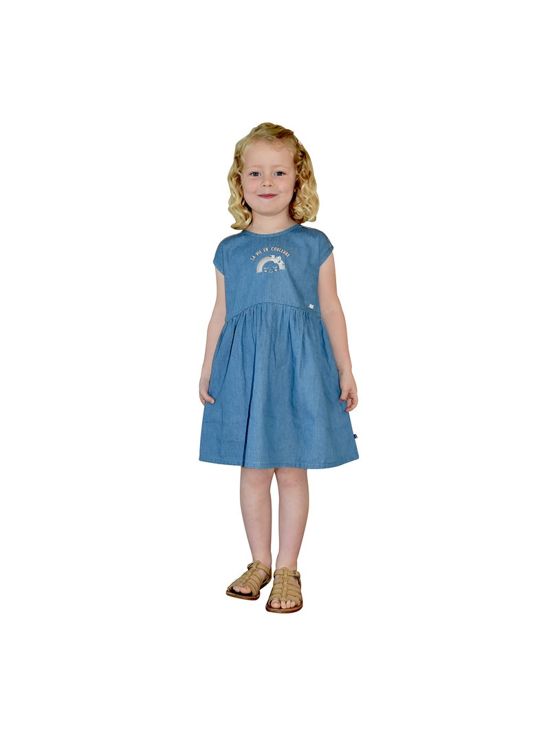 ROBE NATHALIA JEAN SANS MANCHES ENFANT Bleu - Kiabi