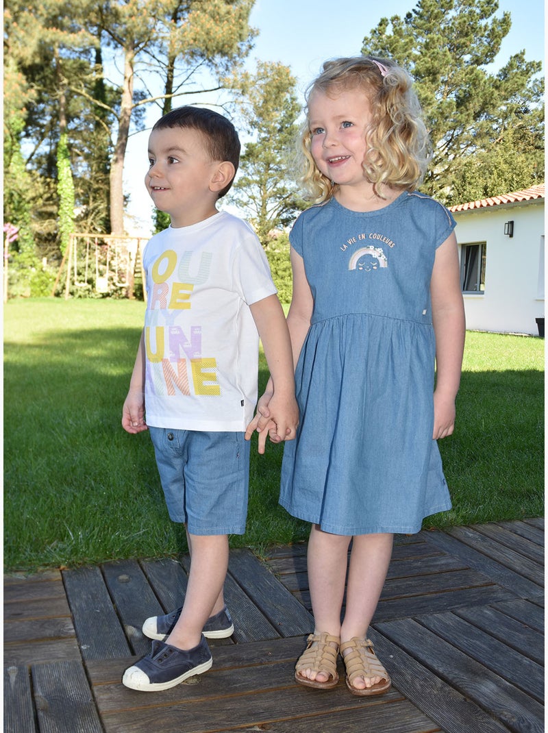 ROBE NATHALIA JEAN SANS MANCHES ENFANT Bleu - Kiabi