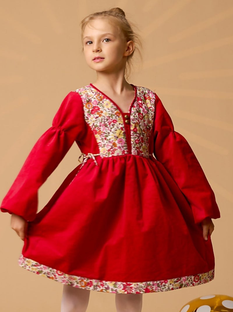 Robe Noël Liberty   en Velours  MARGOT - La Faute à Voltaire Rouge - Kiabi