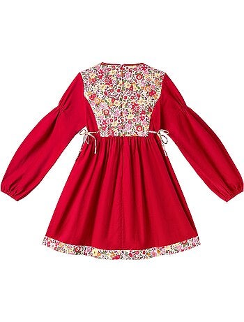 Robe noël liberty rouge fille en velours | margot - la faute à voltaire - [couleur]