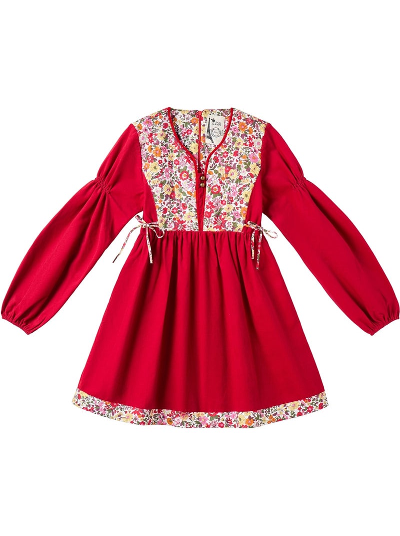 Robe noël liberty rouge fille en velours | margot - la faute à voltaire - [couleur] Rouge - Kiabi