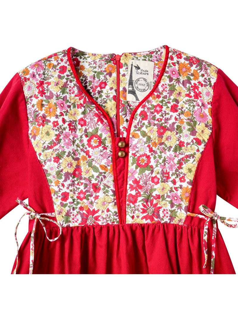 Robe noël liberty rouge fille en velours | margot - la faute à voltaire - [couleur] Rouge - Kiabi