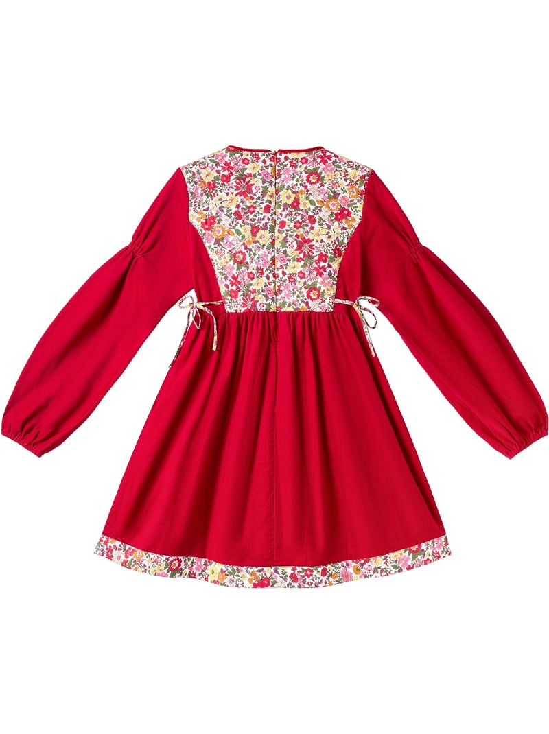 Robe noël liberty rouge fille en velours | margot - la faute à voltaire - [couleur] Rouge - Kiabi