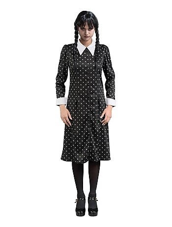 Robe noire à motifs Mercredi - Femme