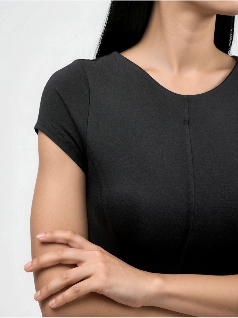 Robe patineuse courte à col en u busem Noir - Kiabi