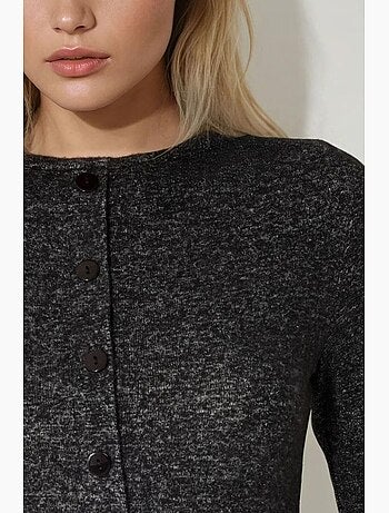Robe patineuse courte à manches longues et col ras du cou avec détails boutonnés hiccup
