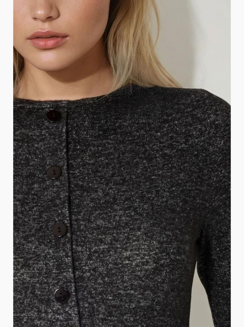 Robe patineuse courte à manches longues et col ras du cou avec détails boutonnés hiccup Gris - Kiabi