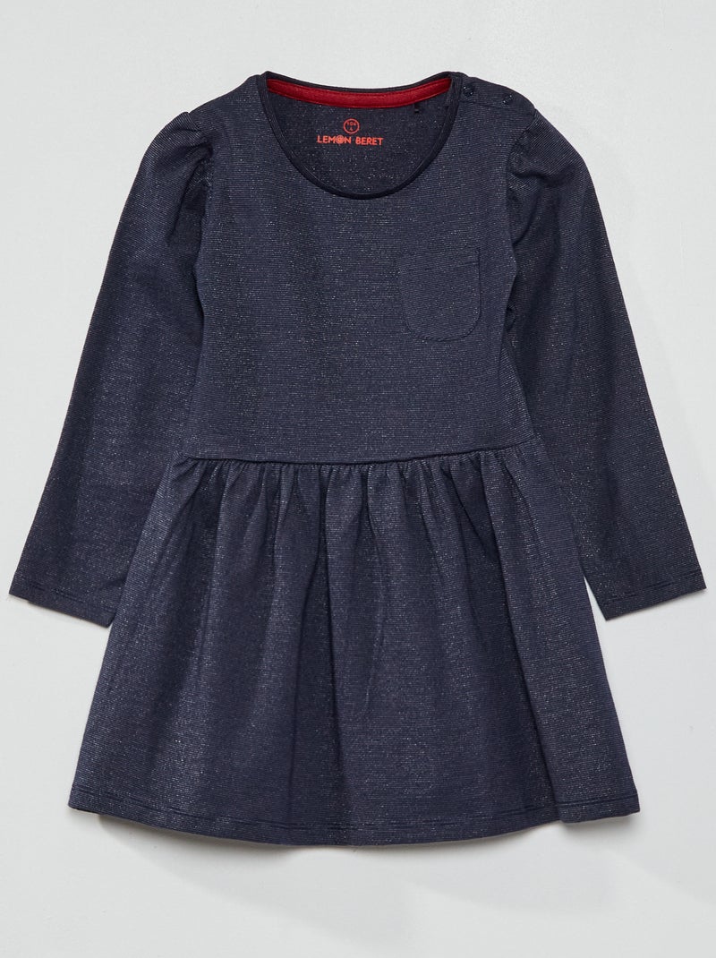 Robe patineuse en maille pailletée Bleu - Kiabi