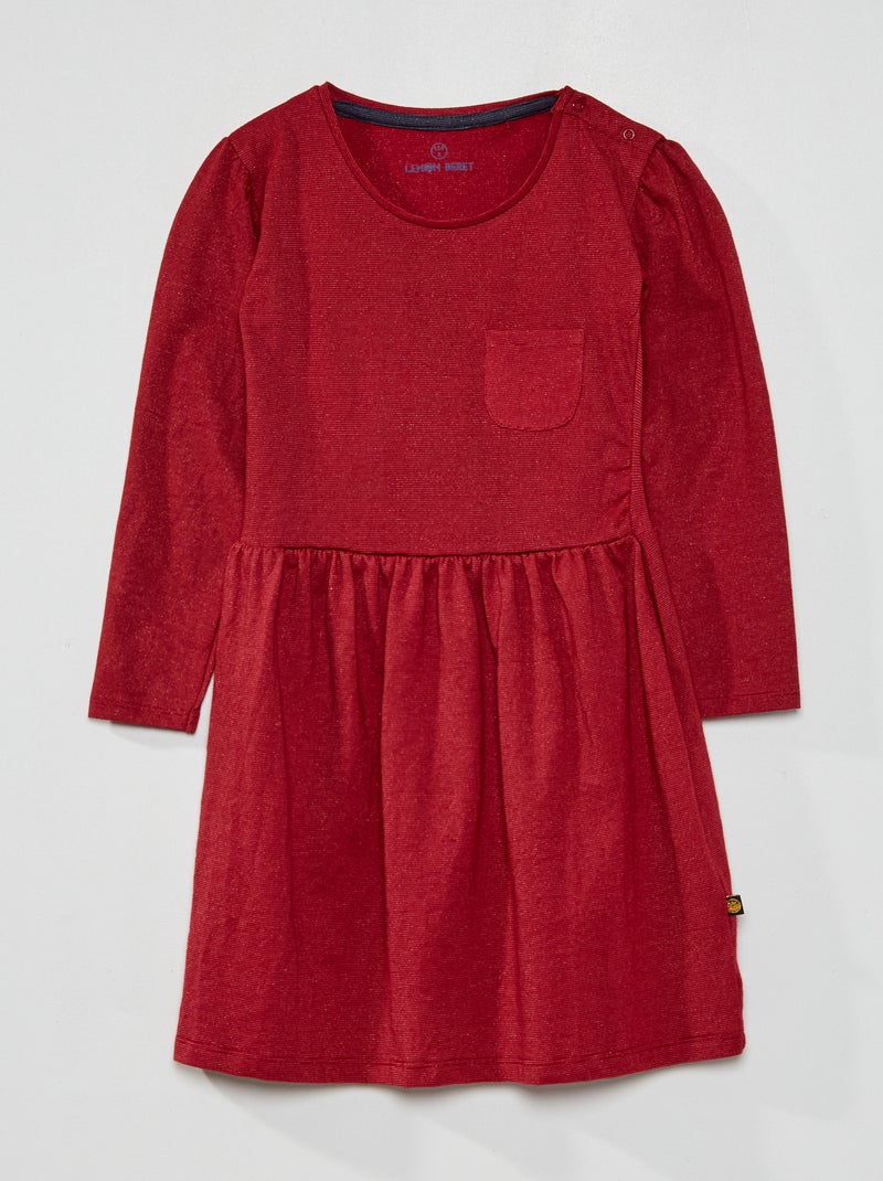 Robe patineuse en maille pailletée rose - Kiabi