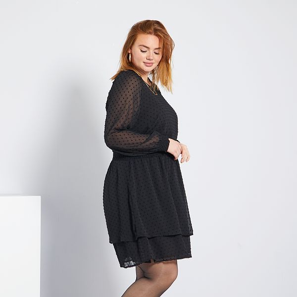 Robe Patineuse Plumetis Grande Taille Femme Noir Kiabi 12 50