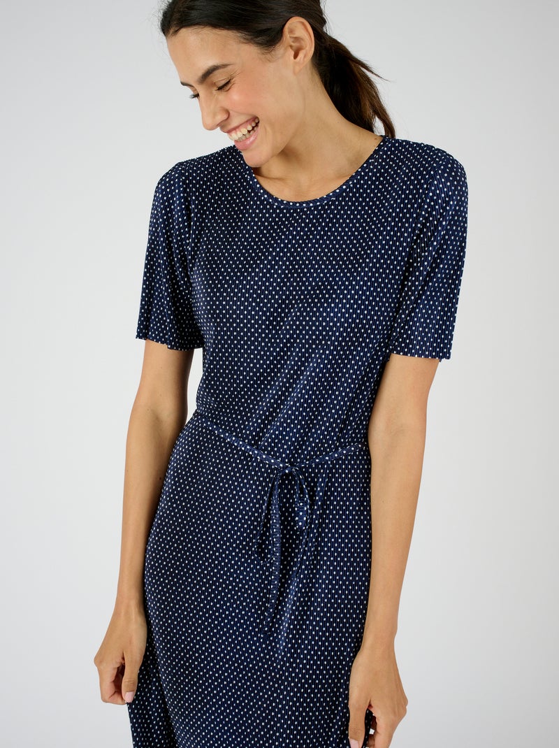 Robe plissé permanent - Damart Bleu marine - Kiabi