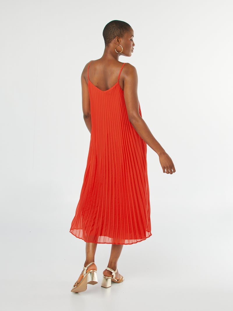 Robe plissée à bretelles Rouge - Kiabi