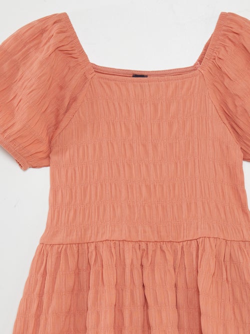 Robe plissée à manches ballons - Kiabi