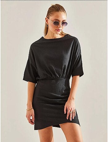 Robe plissée à taille élastique sur le devant de bianco lucci