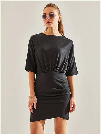 Robe plissée à taille élastique sur le devant de bianco lucci