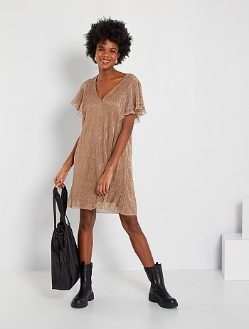 Robe plissée et brillante