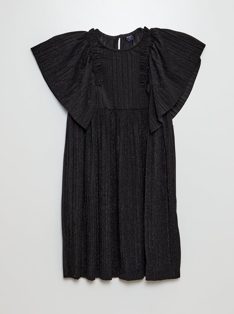 Robe plissée et pailletée noir - Kiabi