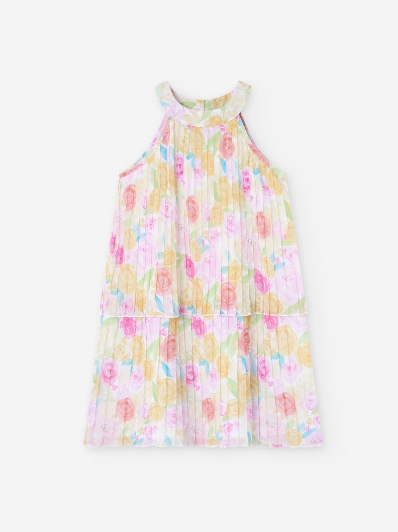 Robe Plissée Florale Blanc - Kiabi