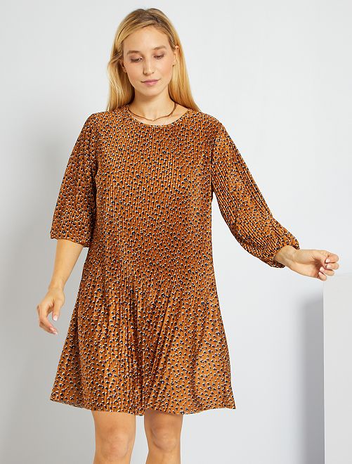 Robe plissée imprimée léopard 'JDY'                             marron 
