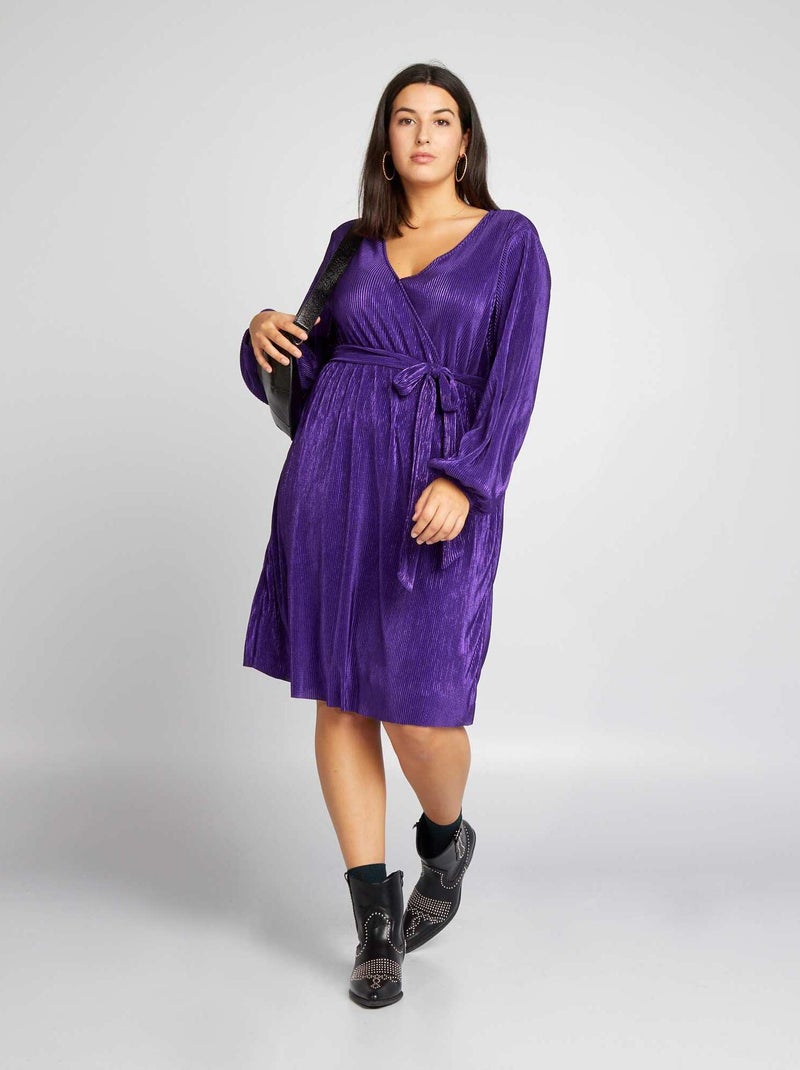 Robe plissée irisée Violet - Kiabi