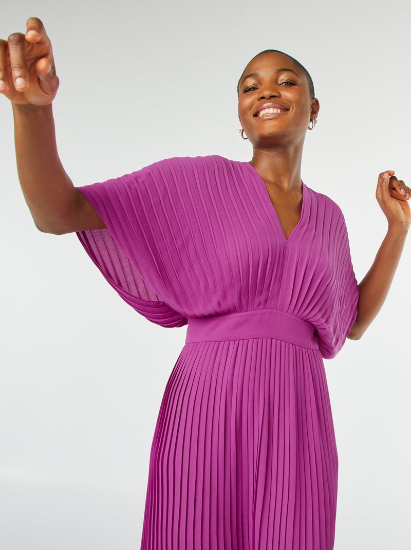 Robe plissée longue Rose - Kiabi