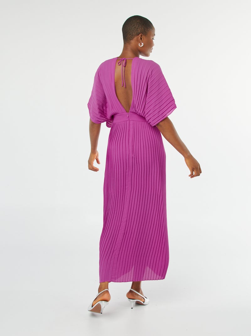Robe plissée longue Rose - Kiabi
