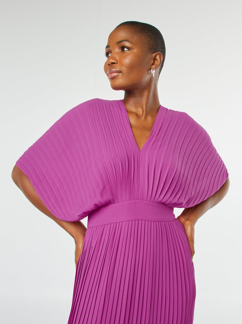 Robe plissée longue Rose - Kiabi