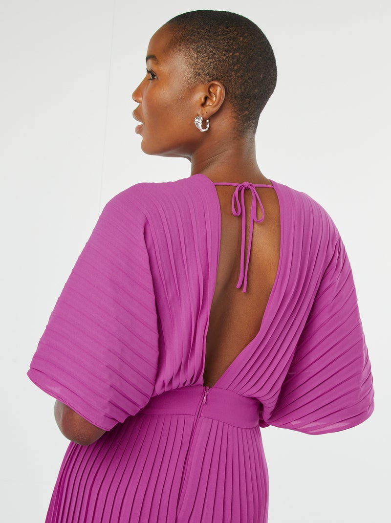 Robe plissée longue Rose - Kiabi