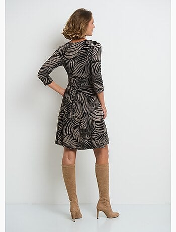 Robe plissée maille imprimé animalier - AFIBEL