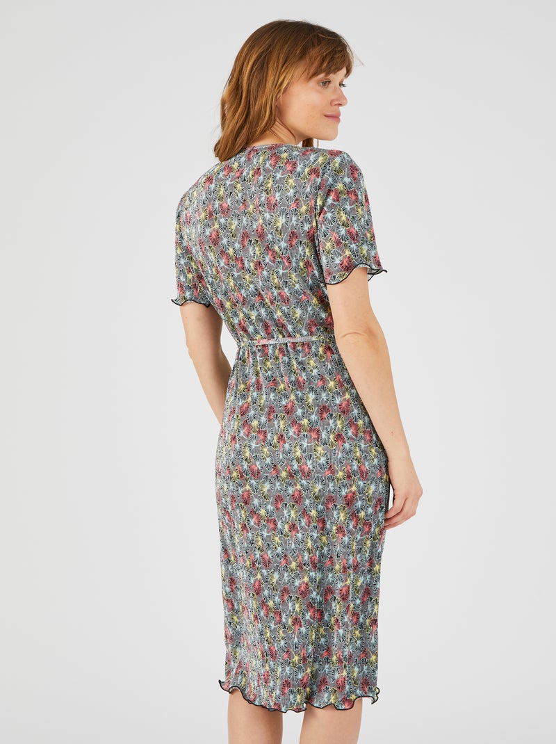 Robe plissée manches courtes - Damart Multicolore - Kiabi