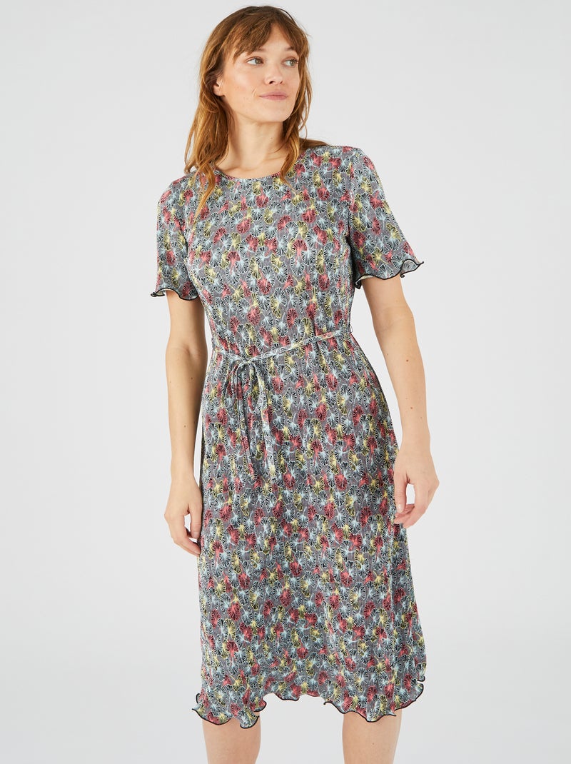 Robe plissée manches courtes - Damart Multicolore - Kiabi