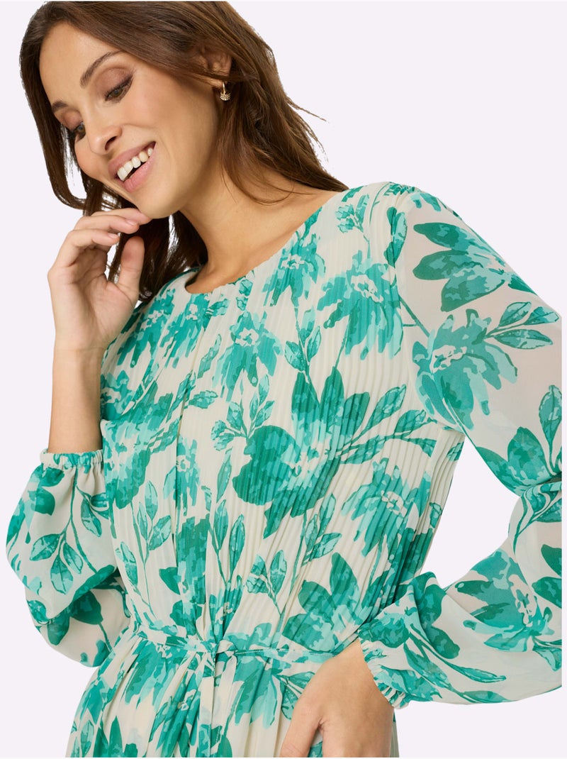 Robe Plissée Qualité Plissée Tendance - Taille Standard - Witt Vert émeraude - Kiabi