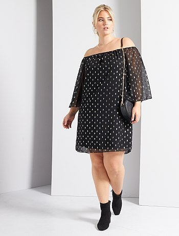 Robe plumetis encolure Bardot