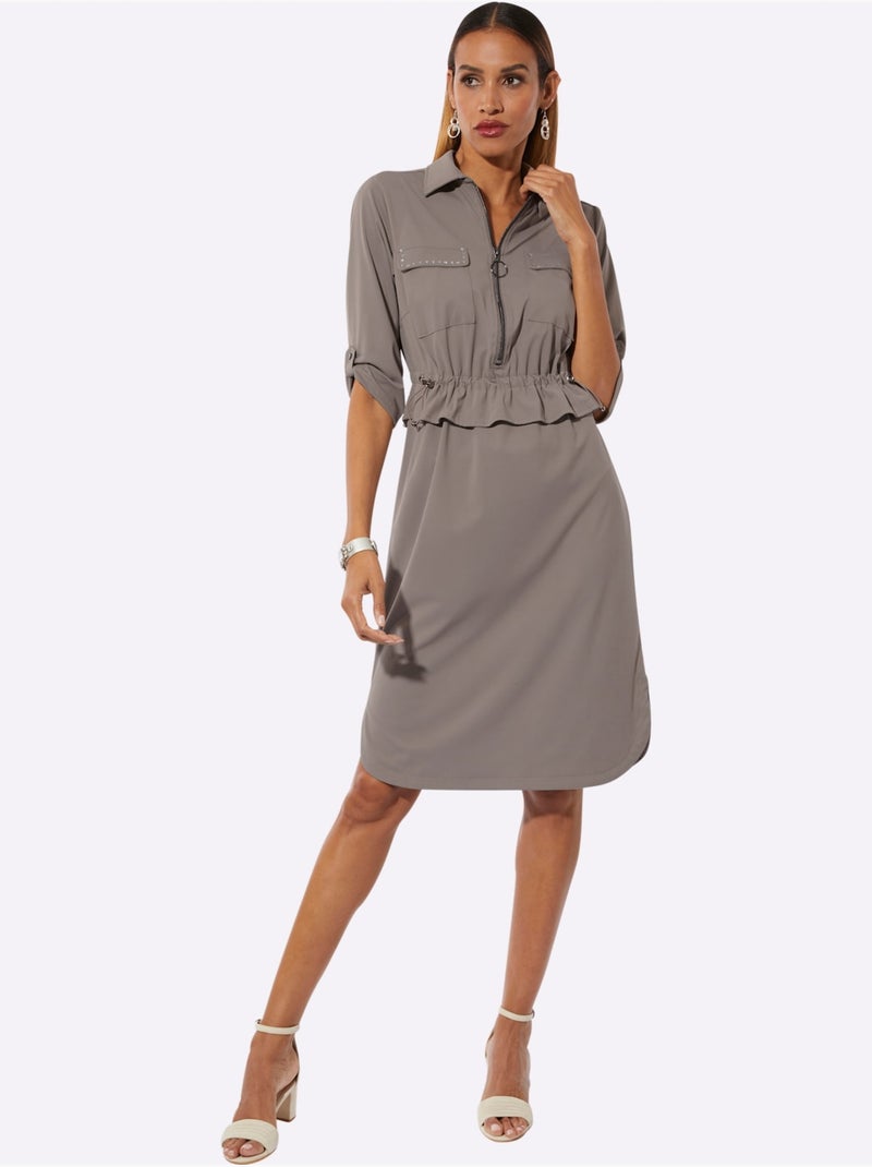 Robe Polo Matériel De Pointe Innovant - Taille Standard - Helline Gris taupe - Kiabi