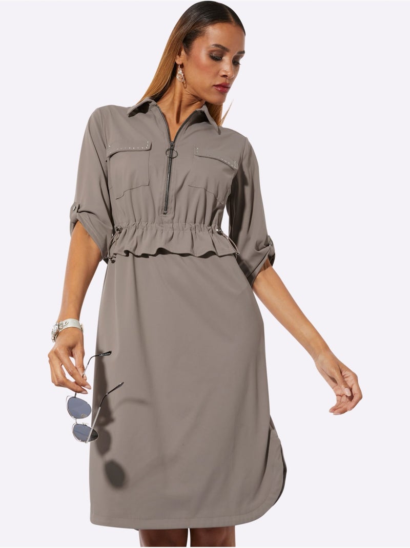 Robe Polo Matériel De Pointe Innovant - Taille Standard - Helline Gris taupe - Kiabi