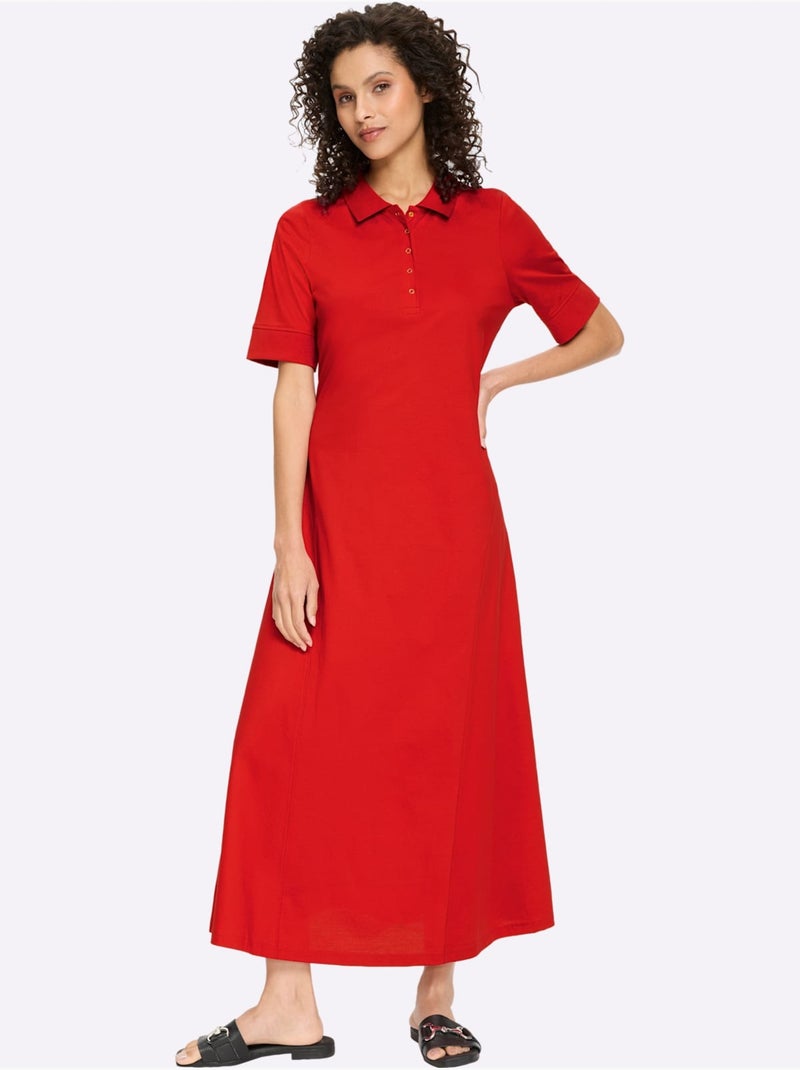 Robe Polo Pur Coton - Taille Standard - Helline Rouge - Kiabi