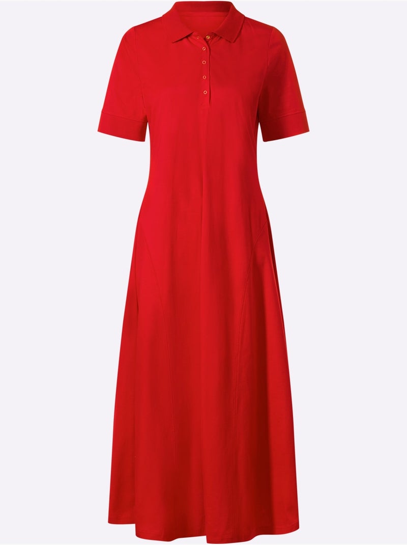 Robe Polo Pur Coton - Taille Standard - Helline Rouge - Kiabi