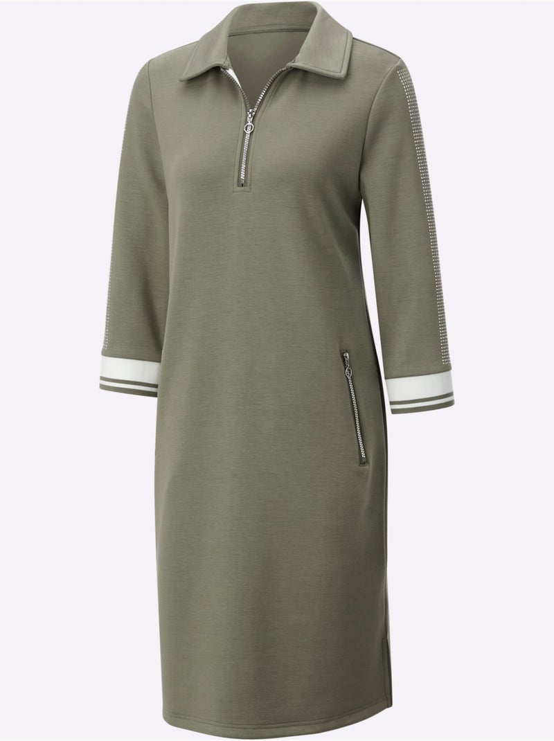 Robe Polo Qualité Jersey Douce - Taille Standard - Helline Blanc Kaki - Kiabi