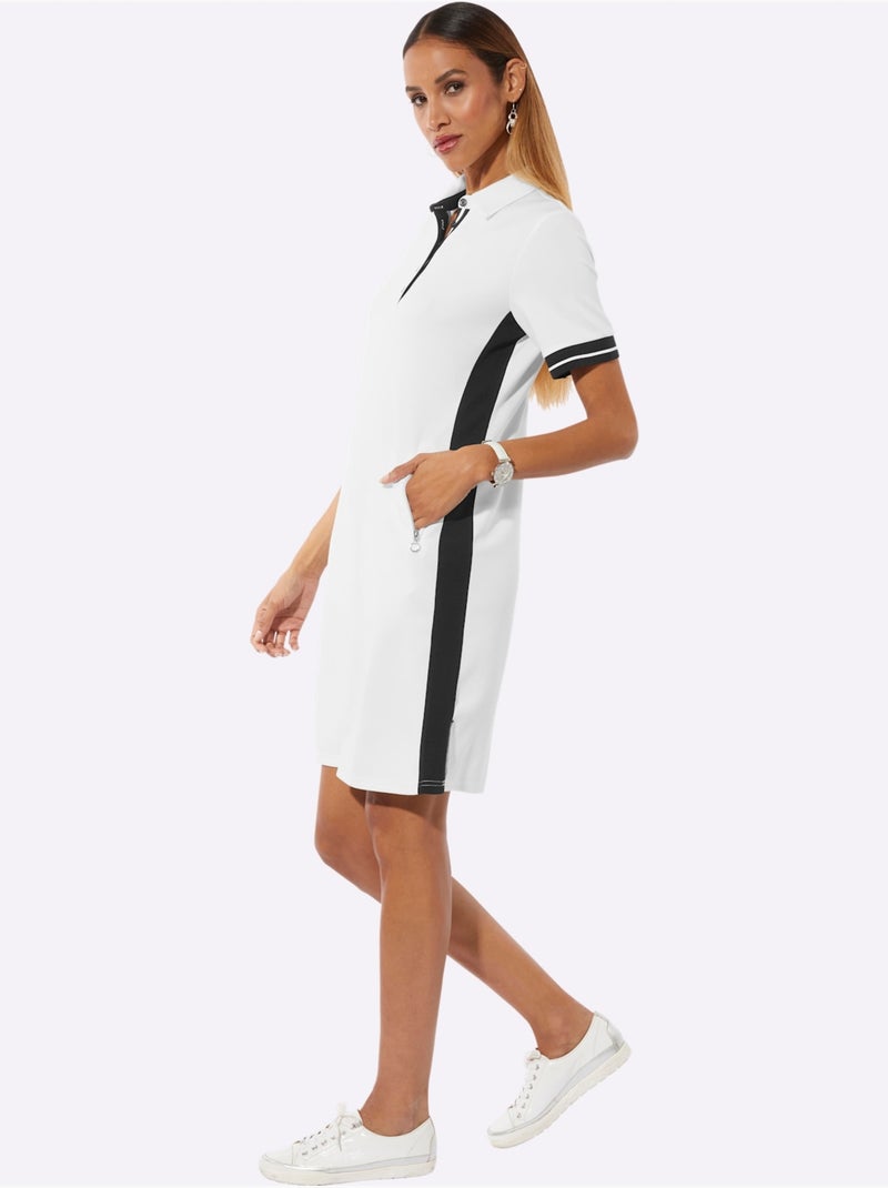 Robe Polo Qualité Jersey Douce - Taille Standard - helline Blanc - Kiabi