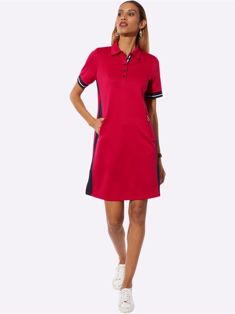 Robe Polo Qualité Jersey Douce - Taille Standard - helline Rouge - Kiabi
